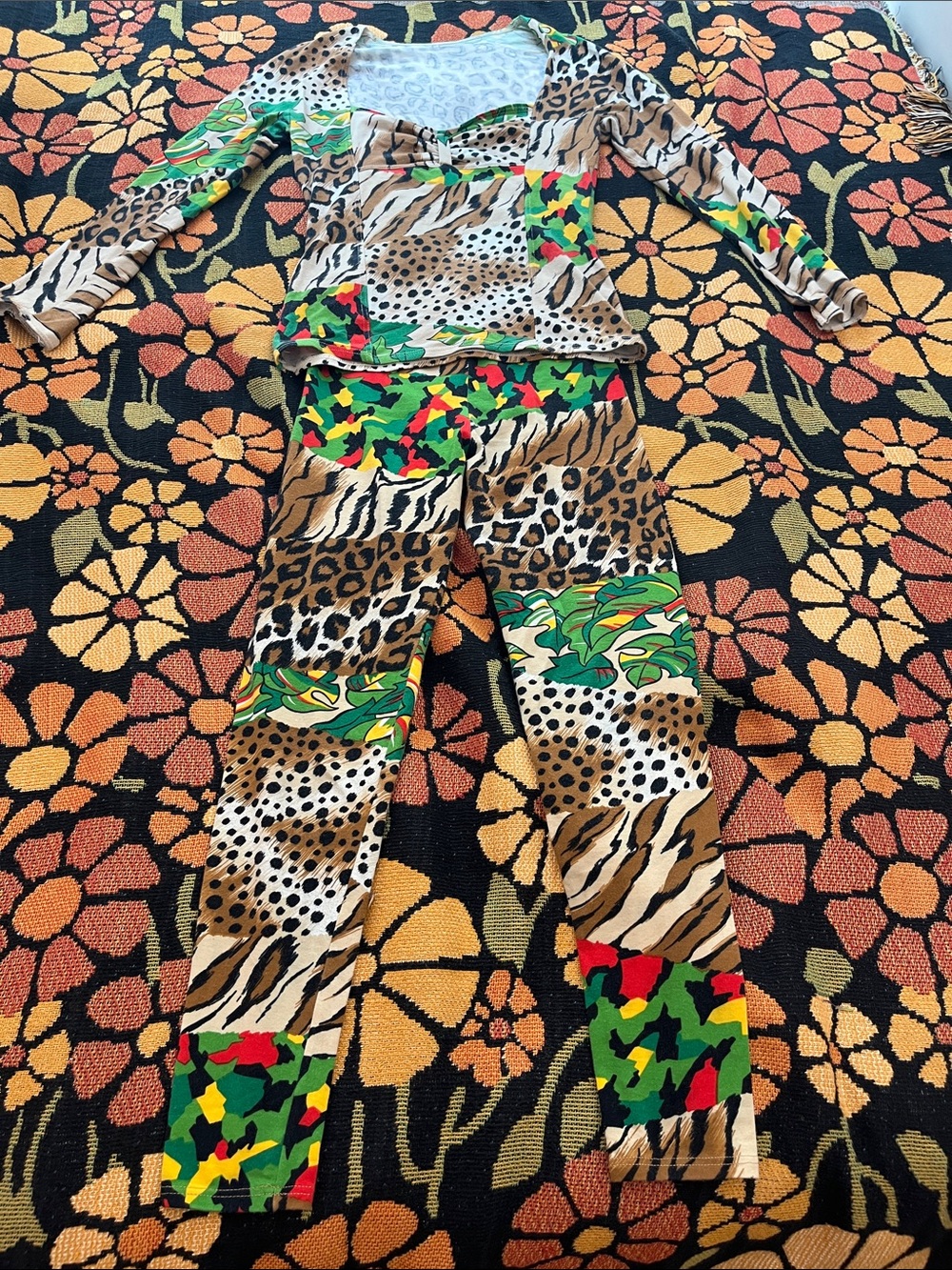 Rare Vintage 1980s YVAN & MARZIA Paris Animal Print 2-Piece Set - Picture 4 of 11